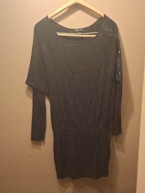 Moda International Black30 Frt L, Long-Sleeve Sequin, Dress 32 Back,15 Should To